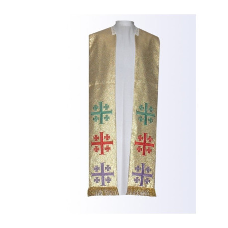 Étole en or avec croix de Jérusalem