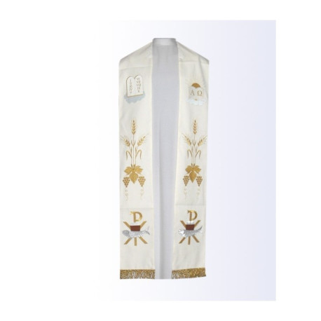 Étole écrue avec motif eucharistique