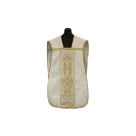 Chasuble romaine crème - tissu damassé (6)