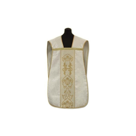 Chasuble romaine crème - tissu damassé (6)