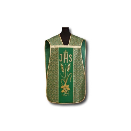 Chasuble romaine verte IHS - laine d'élan (9)