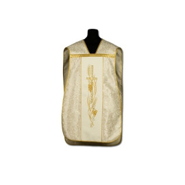 Chasuble romaine crème or - damas (12)