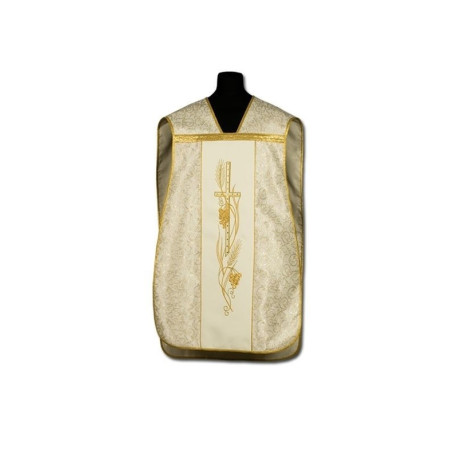 Chasuble romaine crème or - damas (12)