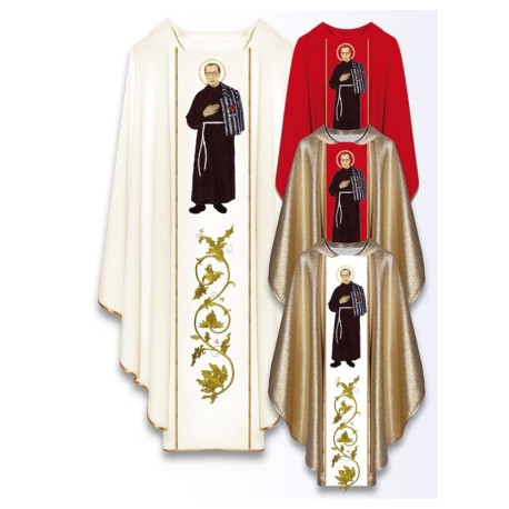 Chasuble à l'effigie de saint Maximilien Marie Kolbe