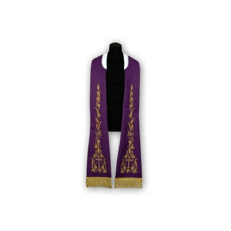 Étole violette - motif romain, brodée (186)