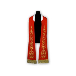 Étole rouge - motif romain, brodée (183)