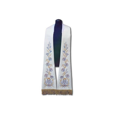 Étole blanche - motif romain, brodée (182)