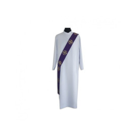 Étole de diacre violette - broderie des croix de Jérusalem