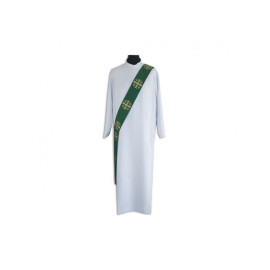 Étole verte de diacre - broderie des croix de Jérusalem