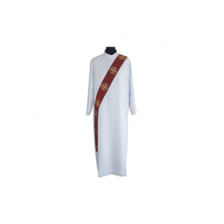Étole de diacre rouge - broderie des croix de Jérusalem