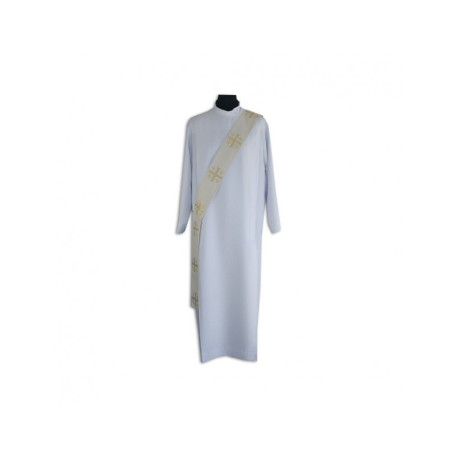 Étole de diacre écrue - broderie croix de Jérusalem