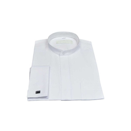 Chemise blanche sous la soutane - petit col montant