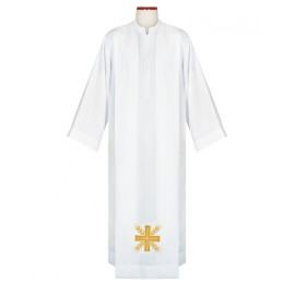 Aube de prêtre avec croix brodée en or