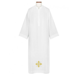 Aube de prêtre avec croix brodée en or (1)