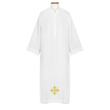 Aube de prêtre avec croix brodée en or (1)