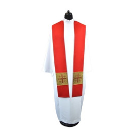 Étole rouge avec croix de Jérusalem