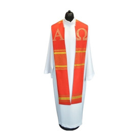 Étole rouge Alpha et Omega