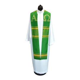 Étole verte Alpha et Omega