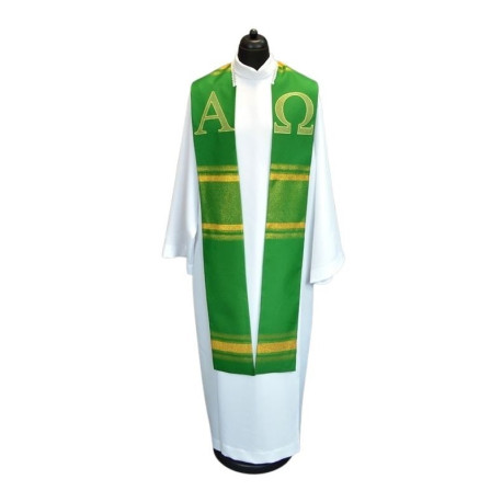 Étole verte Alpha et Omega