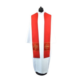 Étole rouge avec croix de Jérusalem