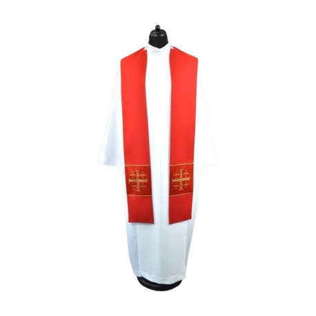 Étole rouge avec croix de Jérusalem