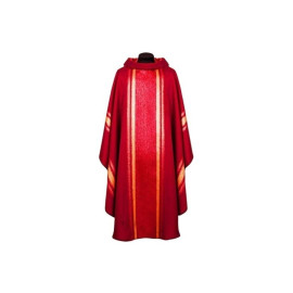 Tissu de chasuble fluide rouge-or (47A)