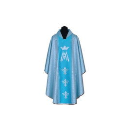 Chasuble mariale bleue + ornement argenté (56A)