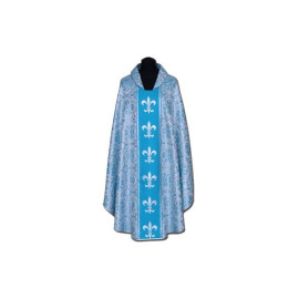 Chasuble mariale bleue + ornement argenté (57A)