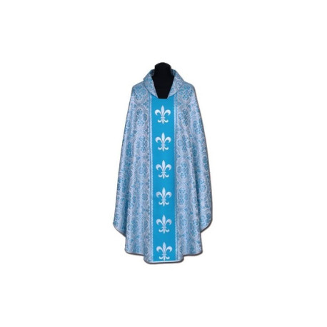 Chasuble mariale bleue + ornement argenté (57A)
