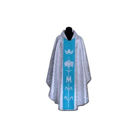 Chasuble mariale bleue + ornement argenté (59A)